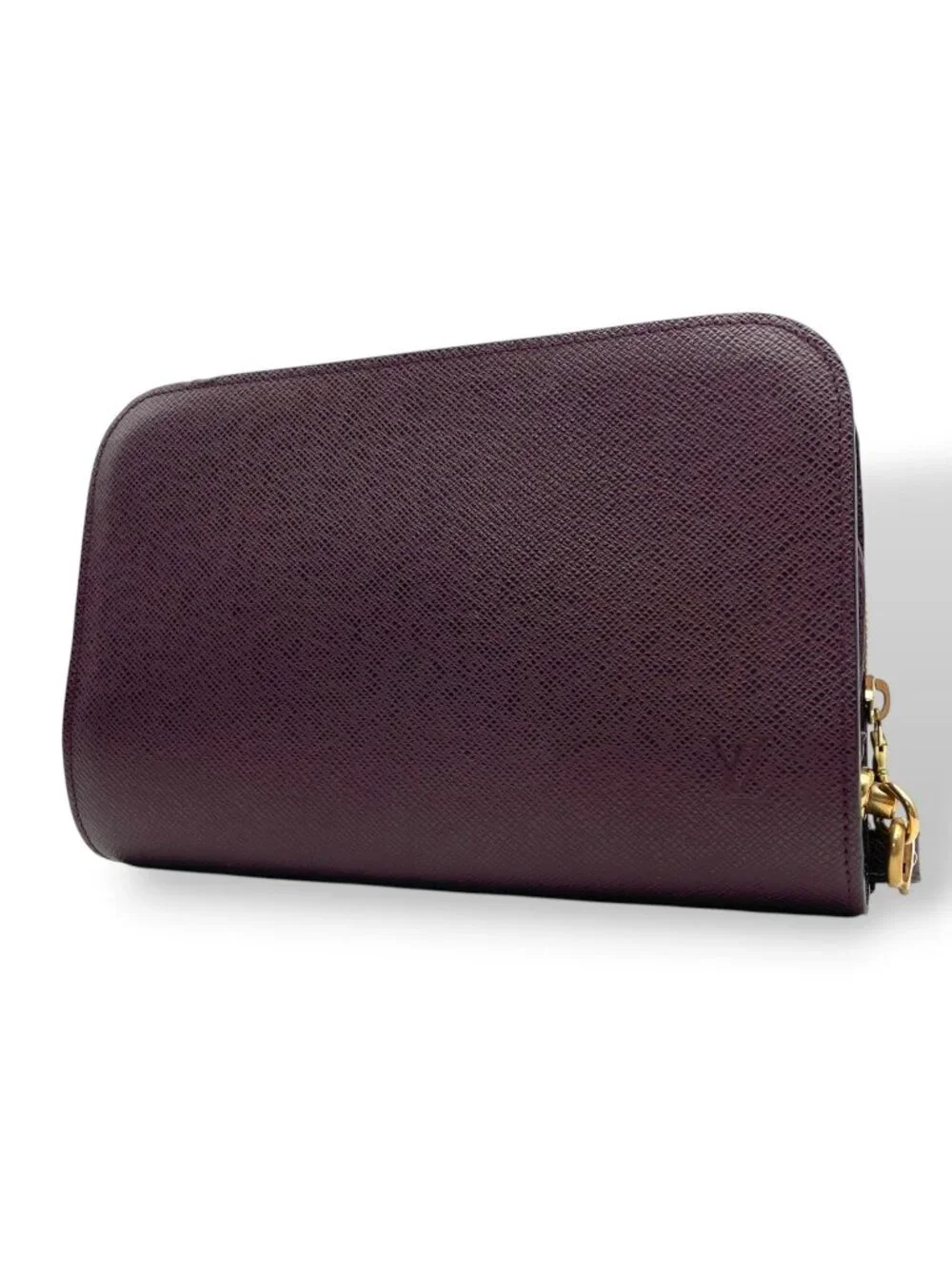 Louis Vuitton Taiga Baikal Clutch Pouch Leather Bordeaux Gold Vintage Classic